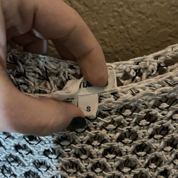 Helmut Lang- Luminous Cord Open Knit Sweater Crew Neck Silver & Black - Picture 7 of 12